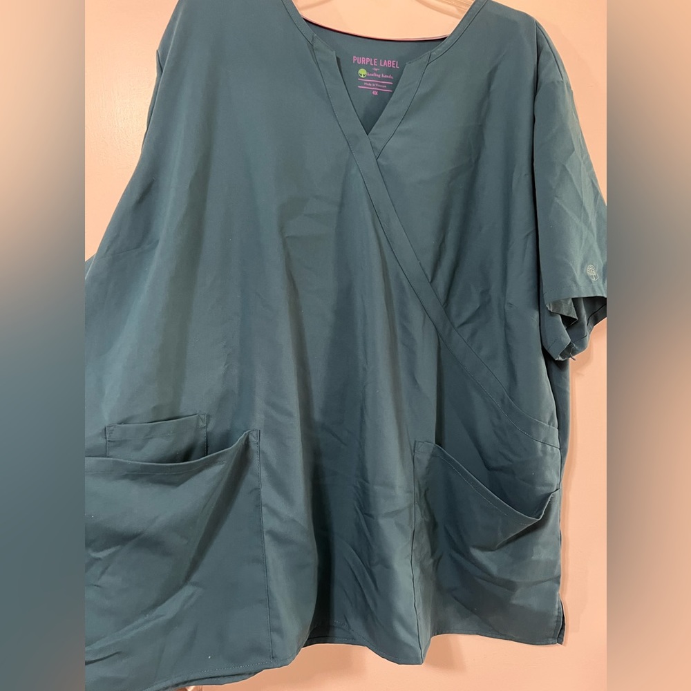 Purple Label by Healing Hands brand scrub top, Caribbean Blue, Size 4X